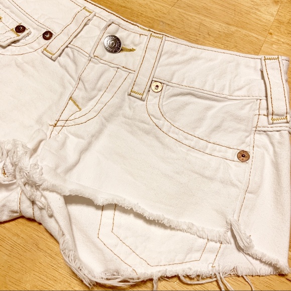 True Religion Joey Cut Off White Jean Shorts 26 - Picture 4 of 11